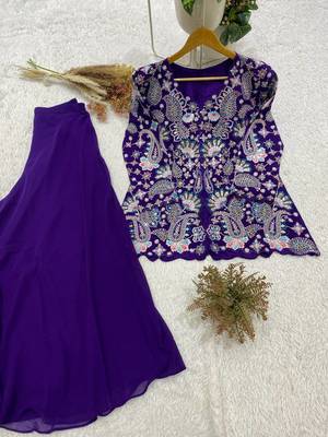 puple color embroidery and sequins work georgette salwar suit 3
