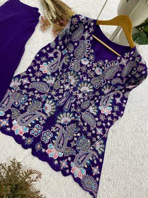 puple color embroidery and sequins work georgette salwar suit 5