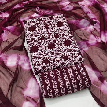 women's multi unstitched cotton dress material with saboori printed dupatta 3