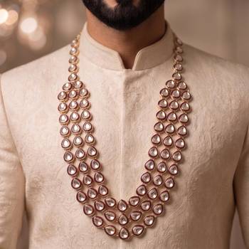 Maroon  kundan necklace for men – designer wedding accessory 5