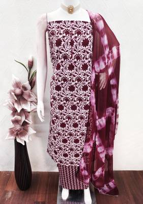 women's multi unstitched cotton dress material with saboori printed dupatta 4