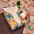 women's peach unstitched roman silk dress material with embroidered dupatta