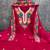 women's magenta unstitched roman silk dress material with embroidered dupatta