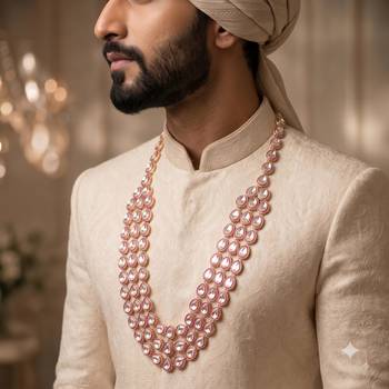 Rani kundan necklace for men – festive groom jewellery 1