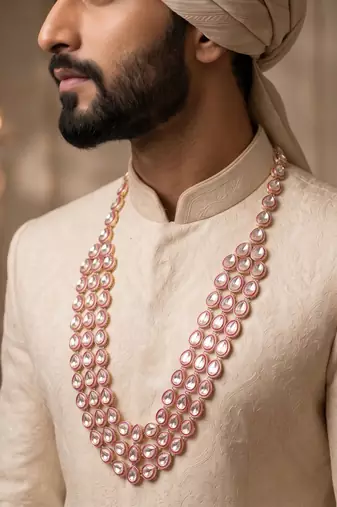 Rani kundan necklace for men – festive groom jewellery
