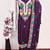 women's voilet unstitched roman silk dress material with embroidered dupatta