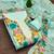 women's sea green unstitched roman silk dress material with embroidered dupatta