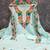 women's sea green unstitched roman silk dress material with embroidered dupatta