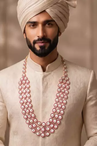 Rani kundan necklace for men – festive groom jewellery