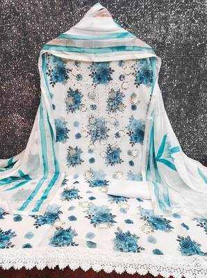 women's multi unstitched georgette dress material with printe dupatta 2