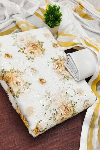 women's multi unstitched georgette dress material with printe dupatta
