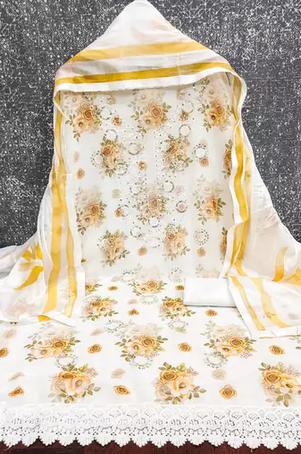 women's multi unstitched georgette dress material with printe dupatta