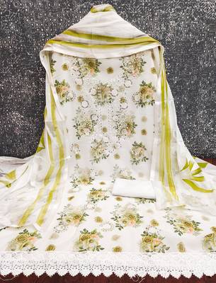 women's multi unstitched georgette dress material with printe dupatta 2