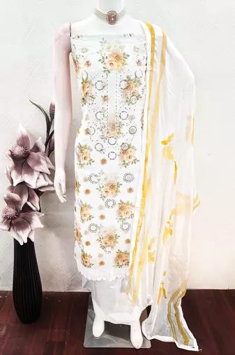 women's multi unstitched georgette dress material with printe dupatta