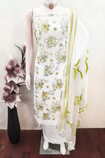 women's multi unstitched georgette dress material with printe dupatta