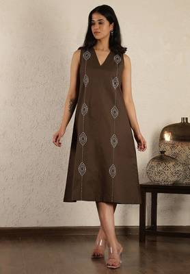 Brown hand embroidered dress 1