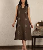 Brown hand embroidered dress