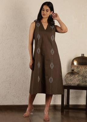 Brown hand embroidered dress 2