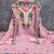 women's baby pink unstitched roman silk dress material with embroidered dupatta