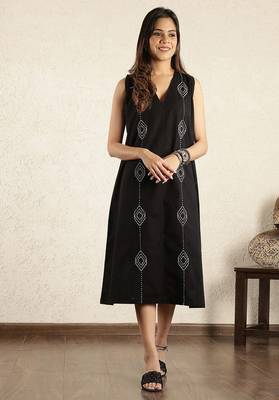 Black hand embroidered dress 1