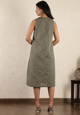 Olive hand embroidered dress 4