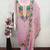 women's baby pink unstitched roman silk dress material with embroidered dupatta
