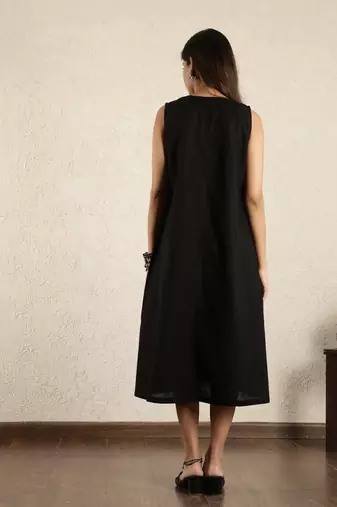 Black hand embroidered dress