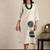 Off white chanderi silk applique dress