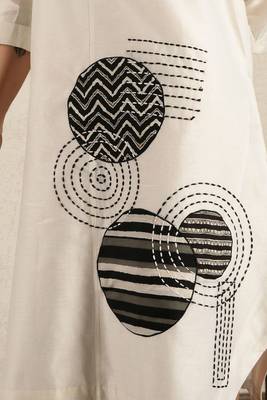 Off white chanderi silk applique dress 3