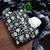 women's black unstitched cotton dress material with saboori printed dupatta