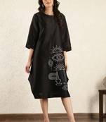 Black chanderi silk hand embroidered dress