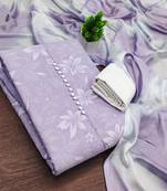 women's lavender unstitched cotton dress material with saboori printed dupatta