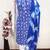 women's blue unstitched cotton dress material with saboori printed dupatta