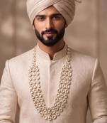 White kundan groom necklace – classic sherwani jewellery