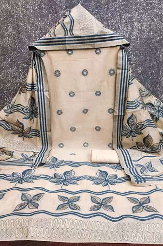 women's multi unstitched jacquard dress material with stylish woven dupatta
