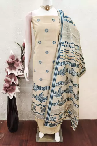 women's multi unstitched jacquard dress material with stylish woven dupatta