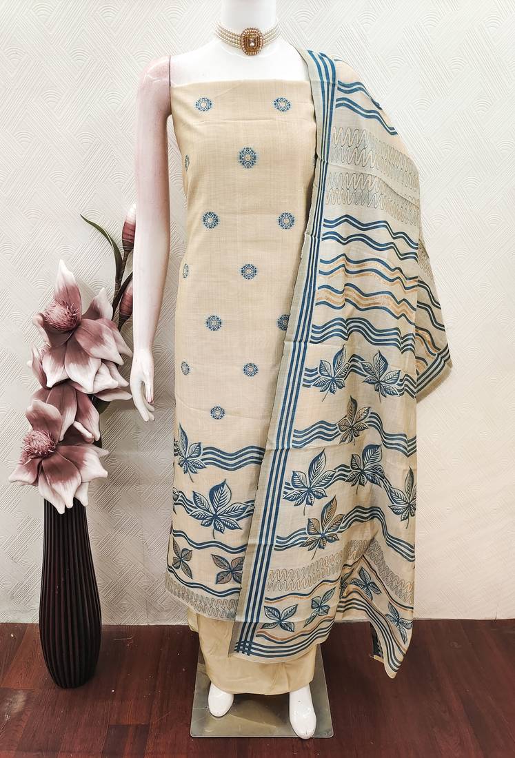 women's multi unstitched jacquard dress material with stylish woven dupatta
