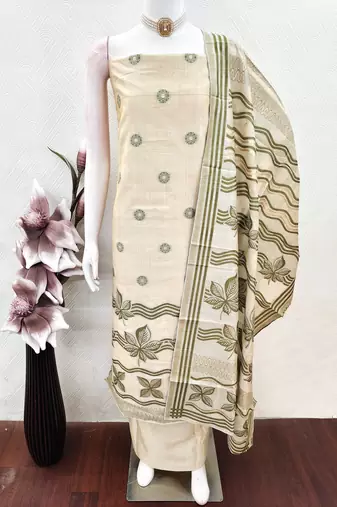 women's multi unstitched jacquard dress material with stylish woven dupatta 