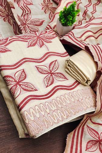 women's multi unstitched jacquard dress material with stylish woven dupatta