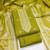 women's green unstitched jacquard dress material with stylish woven dupatta 