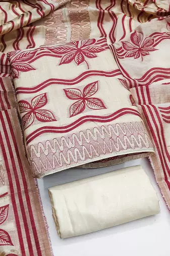 women's multi unstitched jacquard dress material with stylish woven dupatta