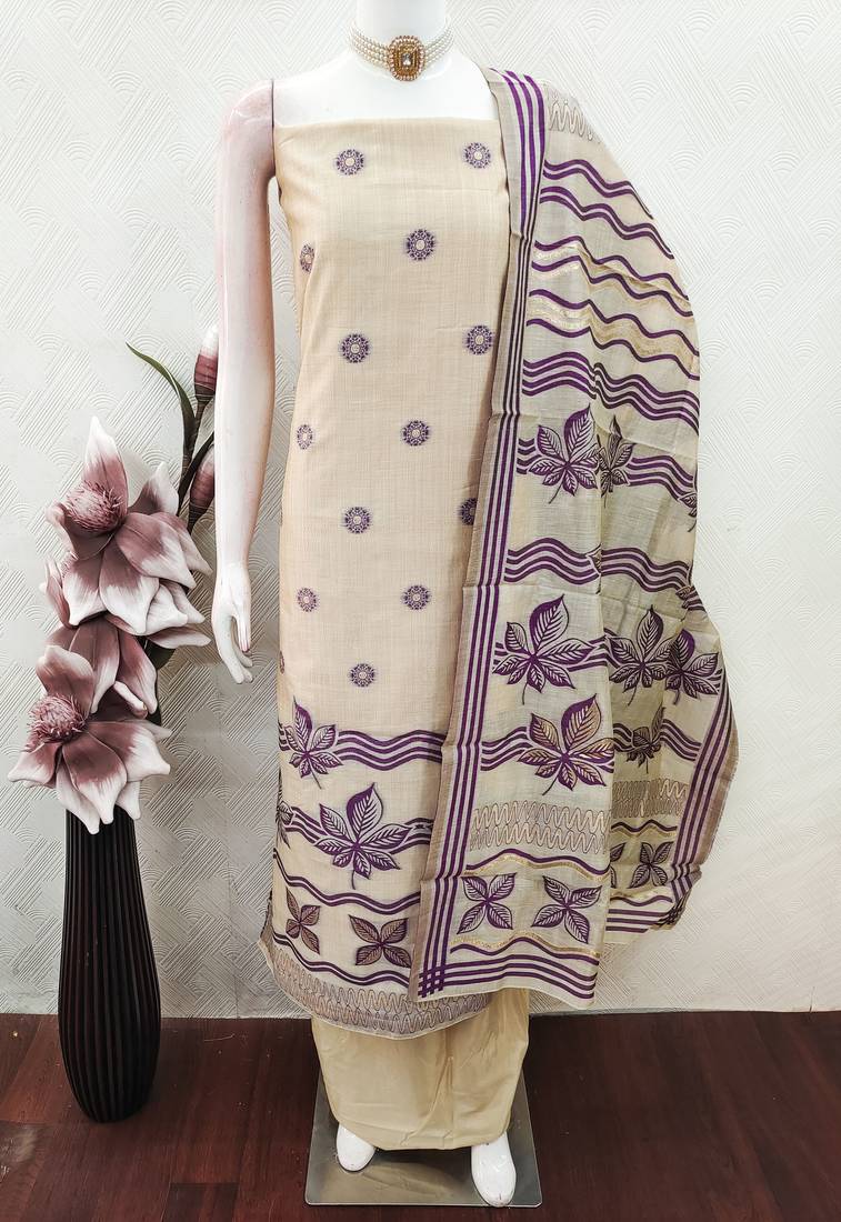 women's multi unstitched jacquard dress material with stylish woven dupatta 