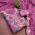 women's purple unstitched vichitra dress material with embroidered dupatta