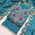 women's sea green unstitched vichitra dress material with embroidered dupatta