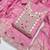women's pink unstitched roman silk dress material with woven dupatta )