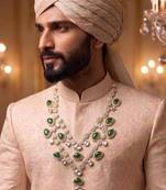 Green kundan necklace for men – royal indian wedding accessory