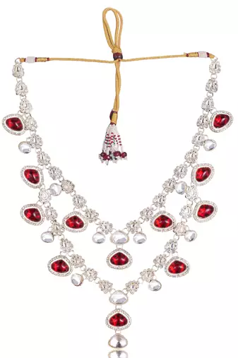 Maroon kundan necklace for men – graceful traditional jewellery
