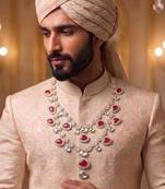 Rani kundan sherwani necklace – sophisticated groom accessory