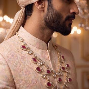 Rani kundan sherwani necklace – sophisticated groom accessory 5