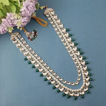 Green kundan pearl necklace – elegant sherwani jewellery for men 2